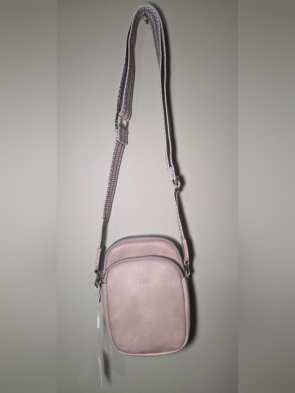 CLUCI Blush Pink Crossbody Bag Double Zip Adjustable Strap NWT
